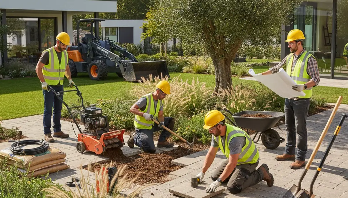 Cleveland, OH tree service crew designing a landscape plan for a residential property