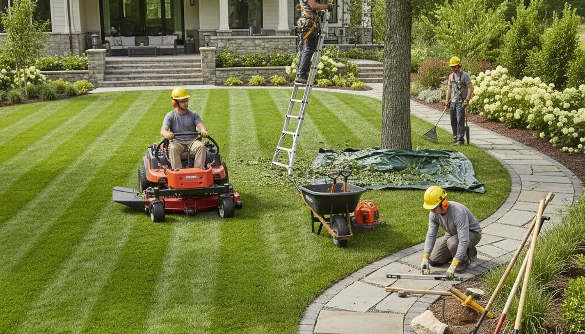 Tree service crew providing landscaping in Cleveland, OH for local residential property care