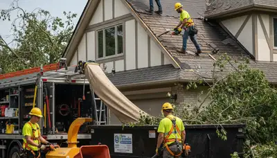 Cleveland, OH tree service crew handling storm-damaged tree cleanup and removal