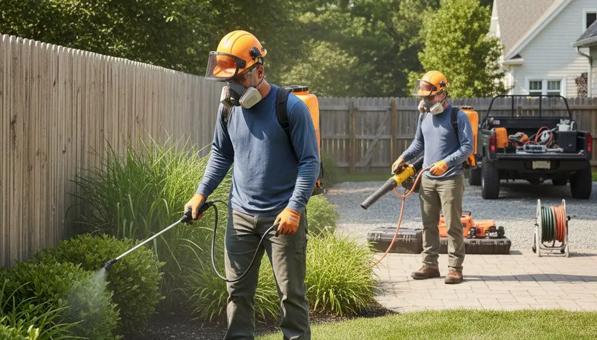Professional tree service crew in Cleveland, OH providing tick control for residential yards and wooded properties