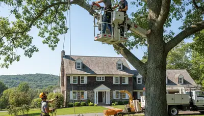 Tree service crew in Cleveland, OH providing professional tree removal and trimming services
