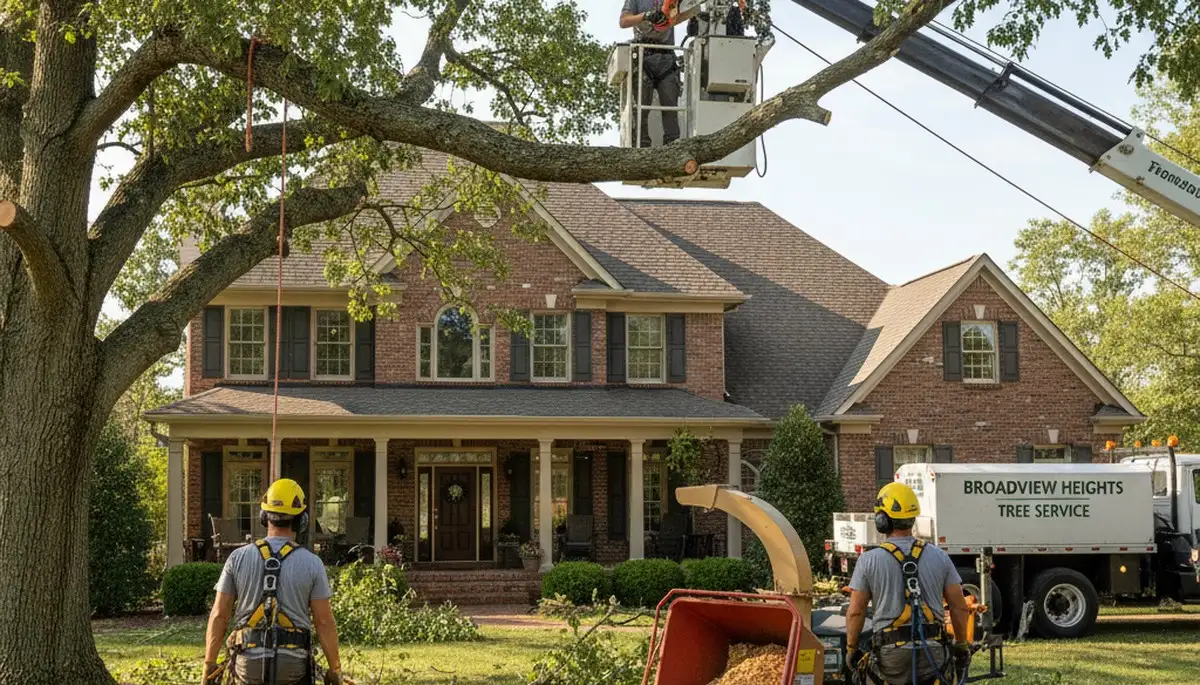 Tree service crew in Cleveland, OH providing professional tree trimming and removal services