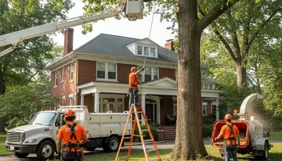 Tree service crew in Cleveland, OH providing professional tree removal and trimming services