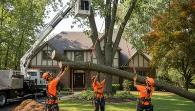 Tree service crew serving Cleveland, OH for tree trimming, removal, and storm cleanup
