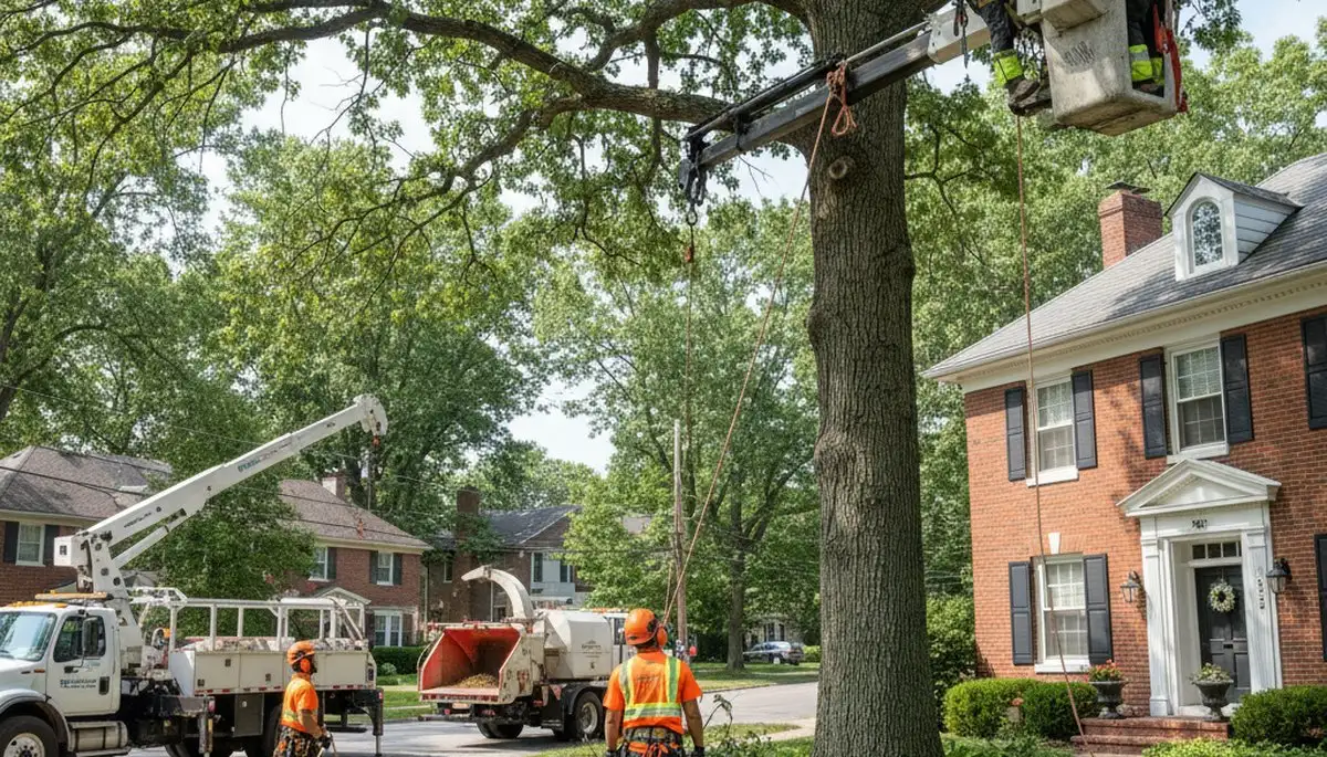 Tree service crew in Cleveland, OH providing professional tree removal and trimming services