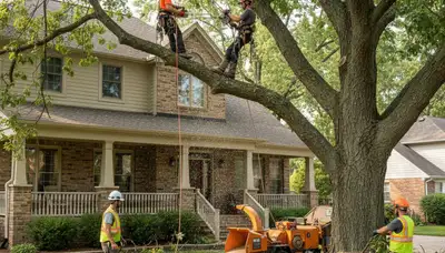 Tree service crew in Cleveland, OH providing professional tree removal and trimming services