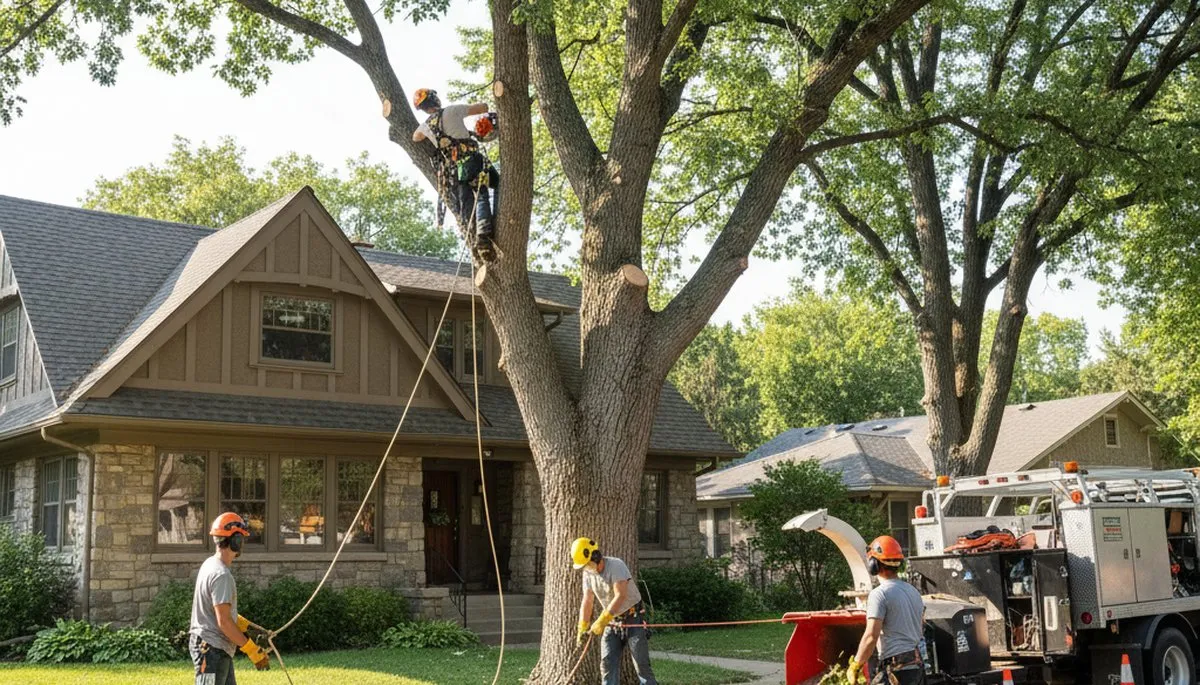 Tree service crew in Cleveland, OH handling professional tree care for local homeowners