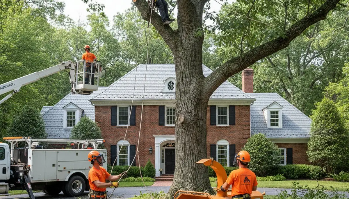 Tree service crew in Cleveland, OH providing professional tree removal and trimming services