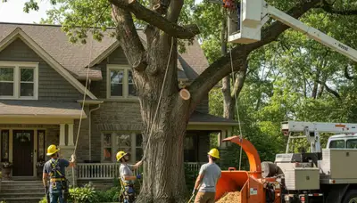 Tree service crew in Cleveland, OH providing professional tree trimming and removal services