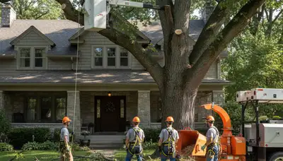 Tree service crew in Cleveland, OH providing professional tree care for local properties