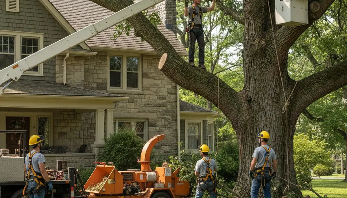 Tree service crew in Cleveland, OH providing professional tree care and removal for local properties