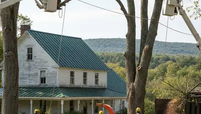 Tree service crew in Cleveland, OH handling professional tree care for local homeowners