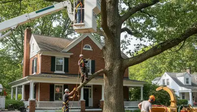 Tree service crew in Cleveland, OH providing professional tree trimming and removal services
