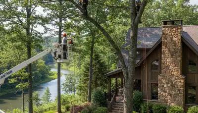 Tree service crew in Cleveland, OH performing professional tree care for local homeowners