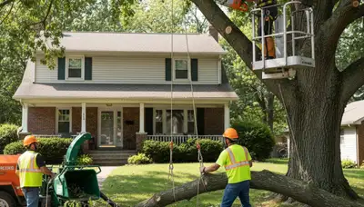 Tree service crew in Cleveland, OH providing professional tree trimming and removal services